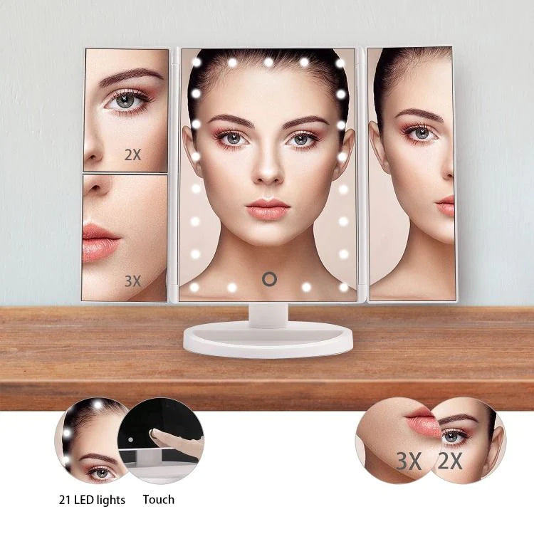 Espejo de maquillaje led con aumento