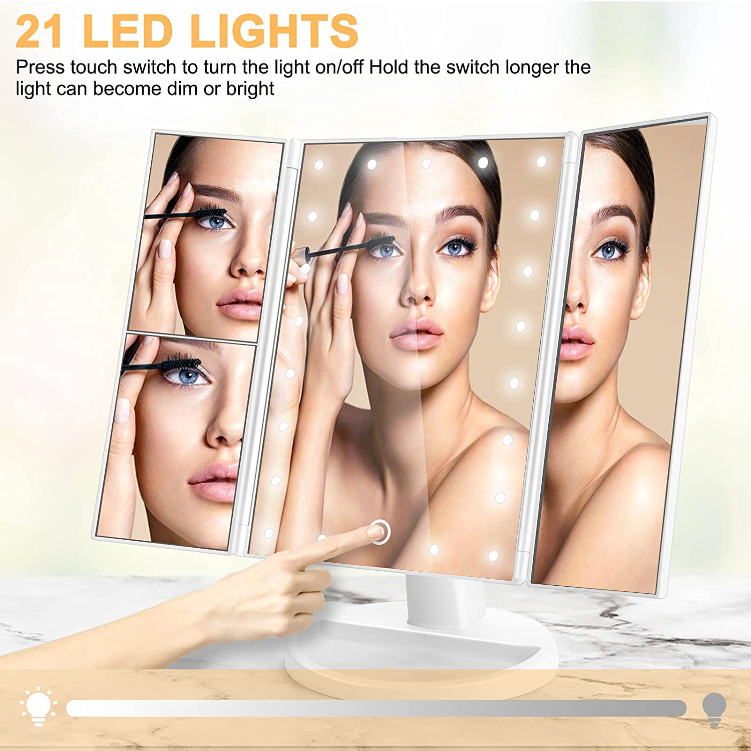 Espejo de maquillaje led con aumento